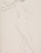 Femme nue dans un mouvement de danse vers la droite