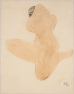 Femme nue, jambes repliées et la tête dans les bras
