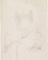 Femme nue assise, de face, un vêtement sur les genoux