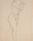 Femme nue dansant, de profil vers la droite