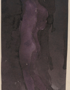 Personnage nu, de profil à gauche, un bras replié sur la tête