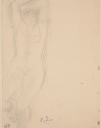Femme nue assise aux bras repliés au-dessus du visage