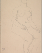 Femme nue assise vers la droite, mains aux cuisses