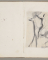 Personnage nu chevauchant une biche (?), de profil à gauche ; Jambes de cheval (au verso)