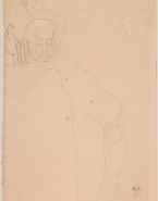 Femme nue renversée, de profil à droite, les coudes hauts