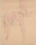 Femme nue sur le dos, bras et jambe droits pendant