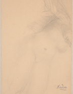 Femme nue à demi allongée et accoudée vers la gauche