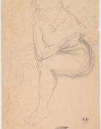 Femme nue assisde vers la gauche, coude au genou