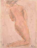 Femme nue agenouillée, de profil