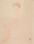 Femme nue assise, de profil vers la gauche