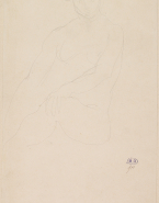 Femme nue assise vers la gauche, une main au genou