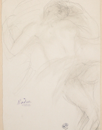 Femme allongée, un vêtement sur le ventre ; Silhouette de femme à demi allongée et visage (au verso)