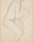 Femme nue assise de profil vers la droite