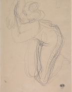 Femme nue couchée sur le flanc, jambes et bras repliés