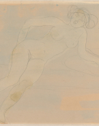 Femme nue, à demi-allongée sur le flanc