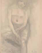 Femme nue assise, une jambe repliée vers le corps