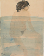 Femme nue assise sous l'eau