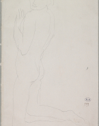 Femme nue agenouillée, de profil à gauche
