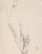 Femme nue debout, de face, un pied posé sur l'autre