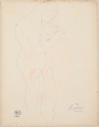 Femme nue debout, les mains à la chevelure ; Femme nue, penchée en avant et les cheveux dénoués (au verso)
