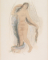 Femme nue debout, aux longs cheveux dénoués
