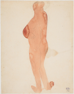 Femme nue de dos, tournée vers la gauche