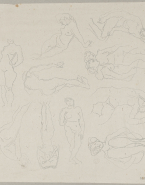 Croquis et études de nu féminin d'après un dessin de Rodin