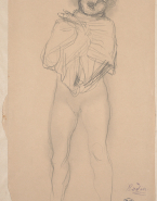 Femme nue debout, les épaules couvertes