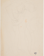 Femme nue debout, penchée vers la droite