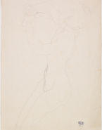 Femme nue allongée sur le flanc, appuyée sur les avant-bras