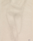 Femme nue debout, de face, un pied en retrait, les bras vers la gauche
