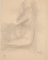 Femme nue assise de profil à gauche, une main au visage