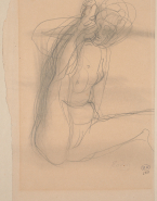 Femme nue assise, la jambe droite haut levée