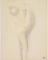 Femme nue de dos dans la posture du port d'armes