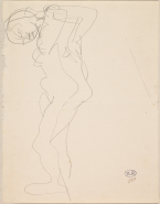 Femme nue debout, de profil à gauche, les mains aux côtés