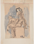 Personnage assis tenant un corps sur les genoux ; Torse (verso)