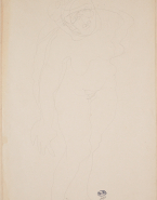 Femme nue debout, penchée en avant