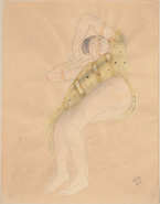 Femme nue étendue sur le flanc, le vêtement relevé jusqu'à la taille