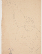 Femme nue allongée sur le ventre, appuyée de face sur les avant-bras, dite Rayon