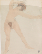 Femme nue allongée et de face