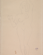 Femme nue, debout au bras levé