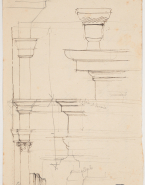 Chapiteaux, colonne, profils de pilastre ; Quelques traits de moulures (au verso)