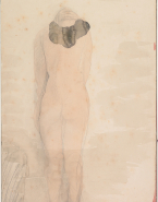 Femme nue, agenouillée de dos