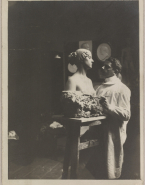 Josef Limburg sculptant le buste en terre de Sybil 